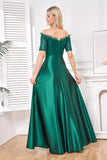 Sparkly Dark Green Satin A Line Mother of Bride Dress