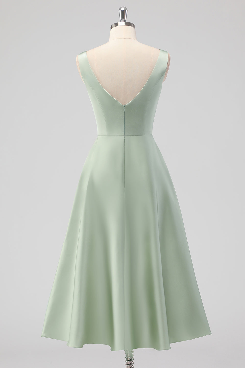 Zapaka Women Sage Green A-Line Bridesmaid Dress Square Neck Satin Midi Wedding Guest Dress ZAPAKA NZ Zapaka Women Sage Green A-Line Bridesmaid Dress Square Neck Satin Midi Wedding Guest Dress ZAPAKA NZ