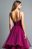 Dark Purple Organza A Line Spaghetti Straps Formal Dress