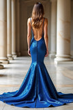 Royal Blue Mermaid Deep V-Neck Prom Dress