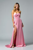 Pink Sheath Sweetheart Prom Dress With Slit