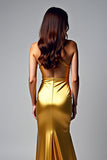 Halter Golden Sheath Beaded Prom Dress with Slit