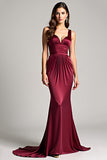 Mermaid Burgundy Spaghetti Straps Bridesmaid Dress