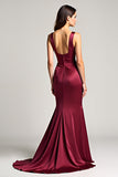 Mermaid Burgundy Spaghetti Straps Bridesmaid Dress