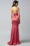 Watermelon Mermaid Spaghetti Straps Long Bridesmaid Dress