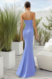 Sky Blue Matte Satin Sweetheart Sheath Long Formal Dress