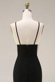 Black Mermaid Satin Long Formal Dress With Lace