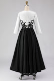 Black and White High Low A Line Mother of the Bride Dress wth Appliques