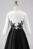 Black and White High Low A Line Mother of the Bride Dress wth Appliques