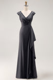 Steel Grey Mermaid Ruffle Chiffon Mother of The Bride Dress