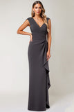 Steel Grey Mermaid Ruffle Chiffon Mother of The Bride Dress