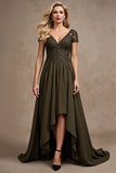 Olive A Line Satin Asymmetrical High Low Mother of the Bride Dress