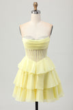 Strapless Corset A Line Green Short Cocktail Dress with Beading