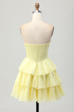 Strapless Corset A Line Green Short Cocktail Dress with Beading