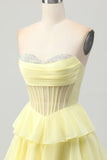 Green A Line Sweetheart Corset Homecoming Dress with Beading