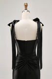 Sparkly Black Tight Rhinestones Short Ball Dress with Slit