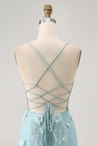 Blue Corset Sequins Floral Bodycon Short Ball Dress