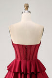 Dark Green Beaded A-line Strapless Corset Short Ball Dress