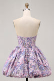 Yellow Strapless Fit and Flare Brocade A-Line Short Homecoming Dress