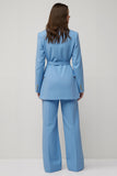 Blue 2 Piece Peak Lapel Women Suits with Belt