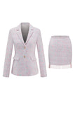 2-Piece Light Pink Tweed Homecoming Outfits with Fringes