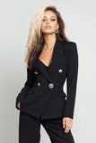 Black 2 Piece Double Breasted Women Suits with Sleeves