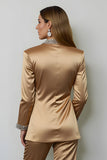 Sparkly Dark Golden Peak Lapel 2 Piece Women Ball Suits
