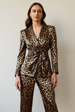 Gold Black Leopard Shawl Lapel 2 Piece Women Ball Suits
