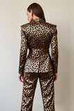 Gold Black Leopard Shawl Lapel 2 Piece Women Ball Suits