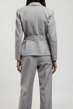 Grey Notched Lapel V Neck 2 Piece Women Suits with Pockets