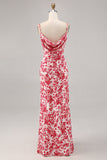 Blue Flower Cowl Neck Mermaid Long Wedding Guest Dress