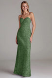 Strapless Sheath Dusty Blue Long Bridesmaid Dress