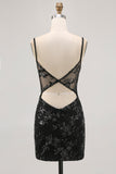 Dark Green Bodycon Backless Sheer Corset Homecoming Dress with Sequins