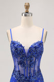 Dark Green Bodycon Backless Sheer Corset Homecoming Dress with Sequins