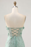 Sage Sweetheart Corset Appliqued Short Homecoming Dress