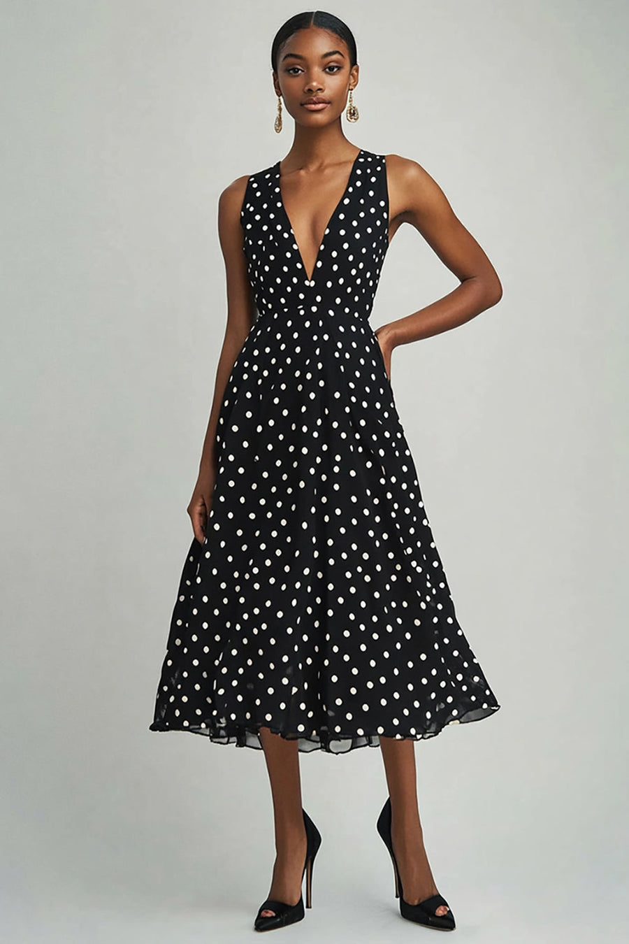 Clothing Store Top Shop Vestiti Dress Cerimonia Vestito A Pois Motivi Polka  Dot Ruffle Flare Sleeve Belted Chiffon Maxi Dress Boohoo