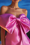 Bodycon Short Fuchsia Cocktail Dress with Bow