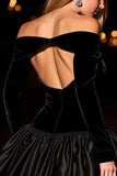Off the Shoulder A-Line Black Cocktail Dress
