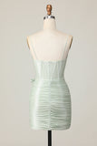 Sage Bodycon Corset Short Homecoming Dress with Bow