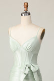 Sage Bodycon Corset Short Homecoming Dress with Bow