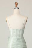 Sage Bodycon Corset Short Homecoming Dress with Bow