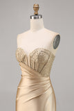 Golden Strapless Corset Bodycon Short Homecoming Dress
