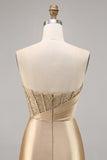 Golden Strapless Corset Bodycon Short Homecoming Dress