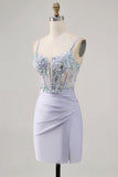 Corset Lavender Bodycon Sequin Homecoming Dress