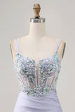 Corset Lavender Bodycon Sequin Homecoming Dress