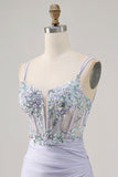 Corset Lavender Bodycon Sequin Homecoming Dress
