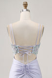 Corset Lavender Bodycon Sequin Homecoming Dress