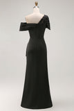 Mermaid Black Asymmetrical Mother of the Bride Dress with Appliques
