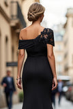 Mermaid Black Asymmetrical Mother of the Bride Dress with Appliques