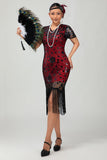 Black Gatsby Sequins 1920s Dress With Fringes